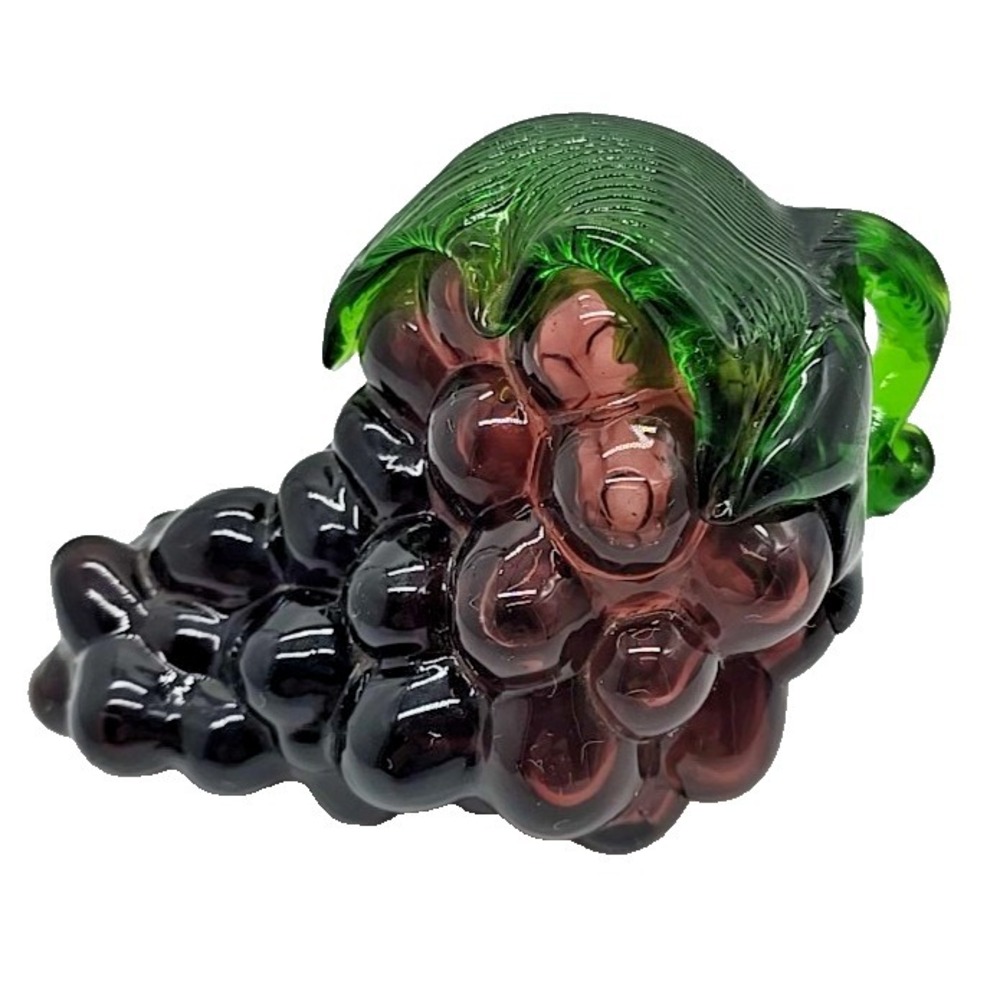 VTG Murano Style Hand Blown Pressed Textured Glass Italy Fruit  GRAPES -5"